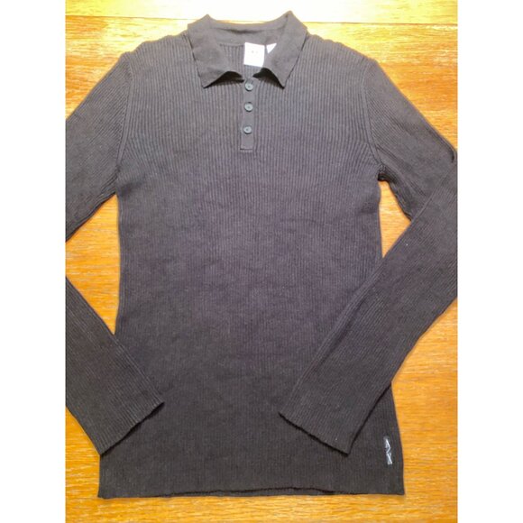 Armani Exchange Mens Ribbed Long Sleeve Polo Shirt Size Small - Picture 1 of 4
